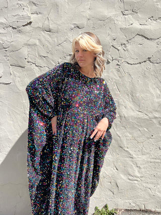 1970s Glam Sequin Caftan Dress