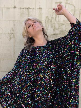 1970s Glam Sequin Caftan Dress