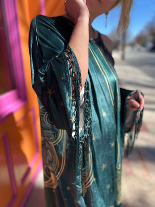 1930s Green Art Nouveau Fringe Kimono