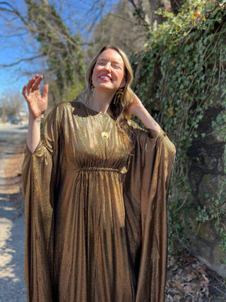 1970s Metallic Gold Batwing Caftan by Smak Parlour