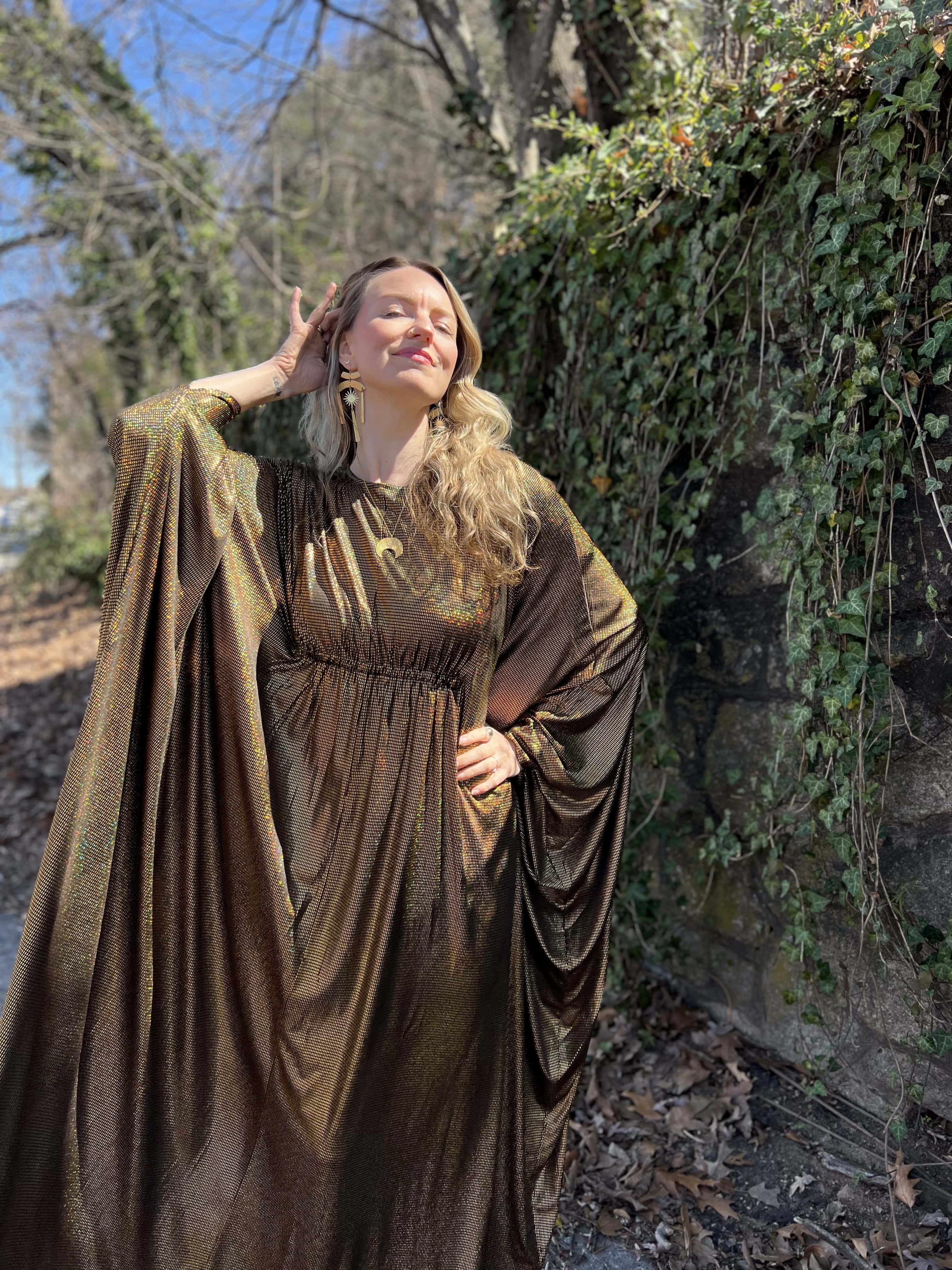 1970s Metallic Gold Batwing Caftan by Smak Parlour