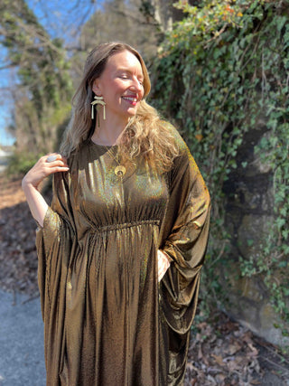 1970s Metallic Gold Batwing Caftan by Smak Parlour