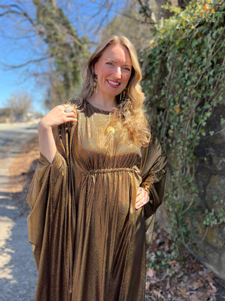 1970s Metallic Gold Batwing Caftan by Smak Parlour