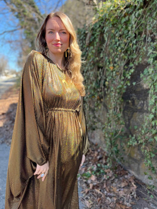 1970s Metallic Gold Batwing Caftan by Smak Parlour