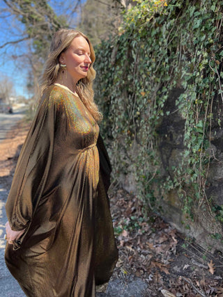 1970s Metallic Gold Batwing Caftan by Smak Parlour