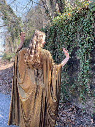 1970s Metallic Gold Batwing Caftan by Smak Parlour