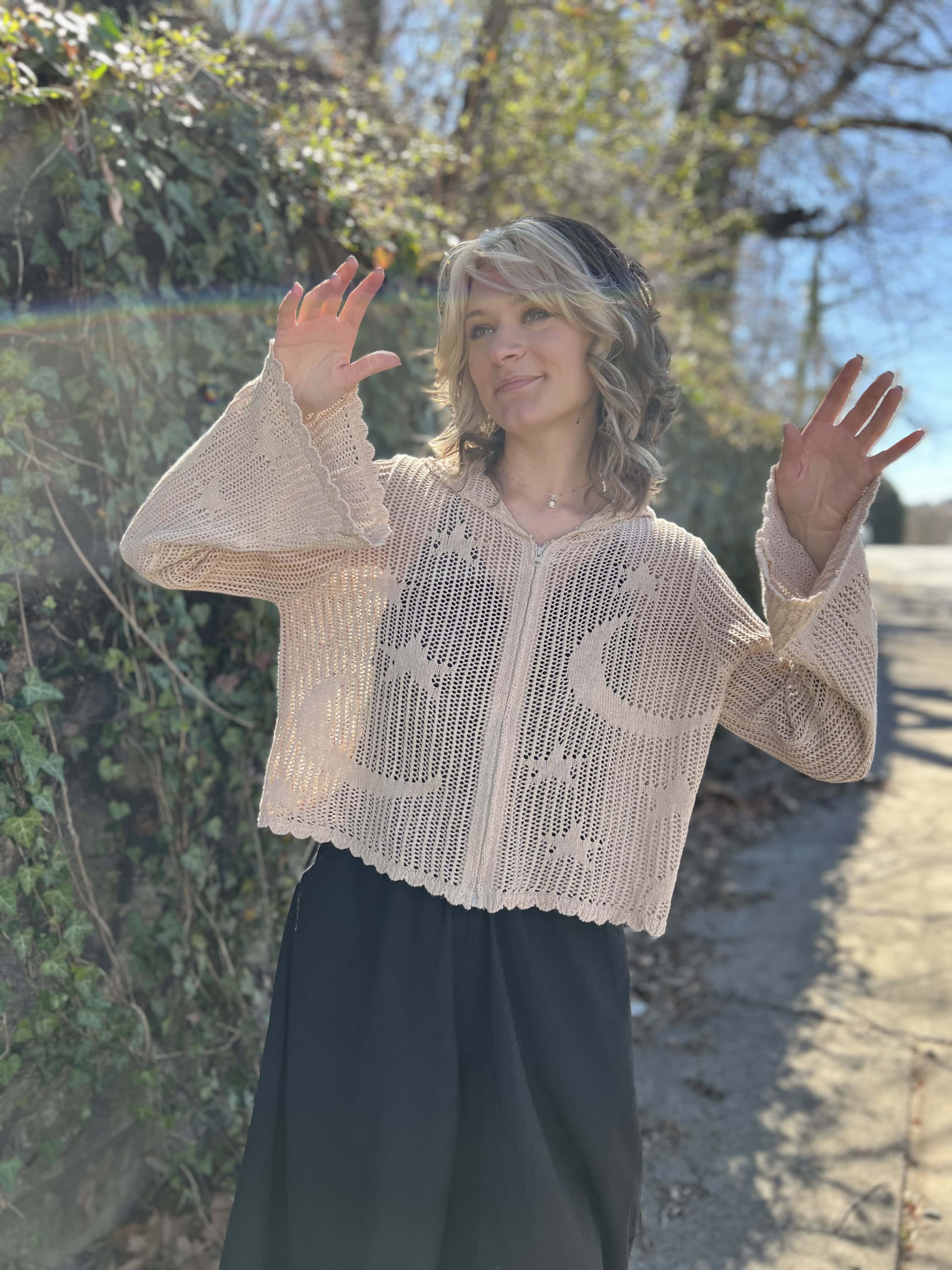 Celestial Lacy Cropped Hoodie
