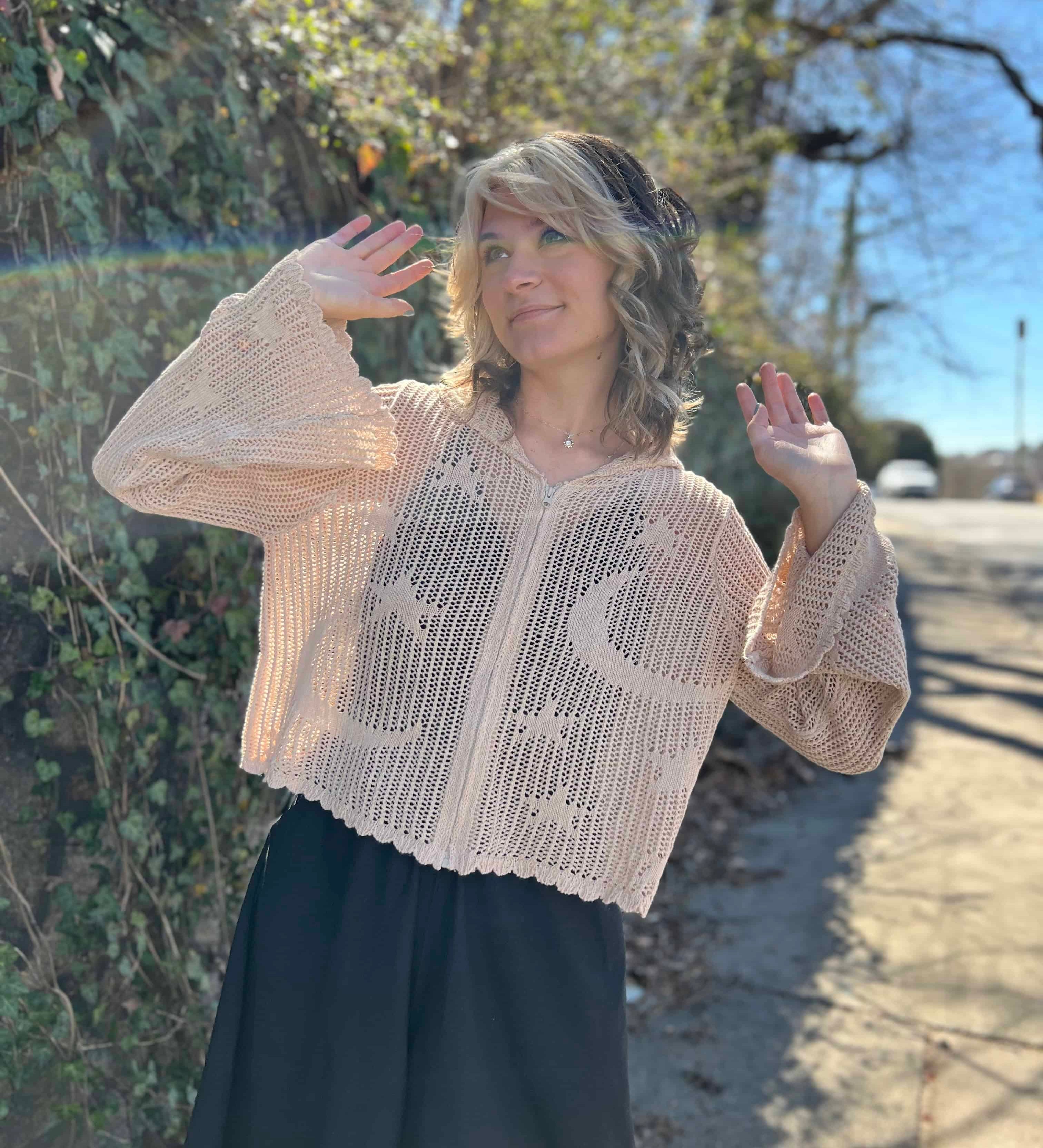 Celestial Lacy Cropped Hoodie