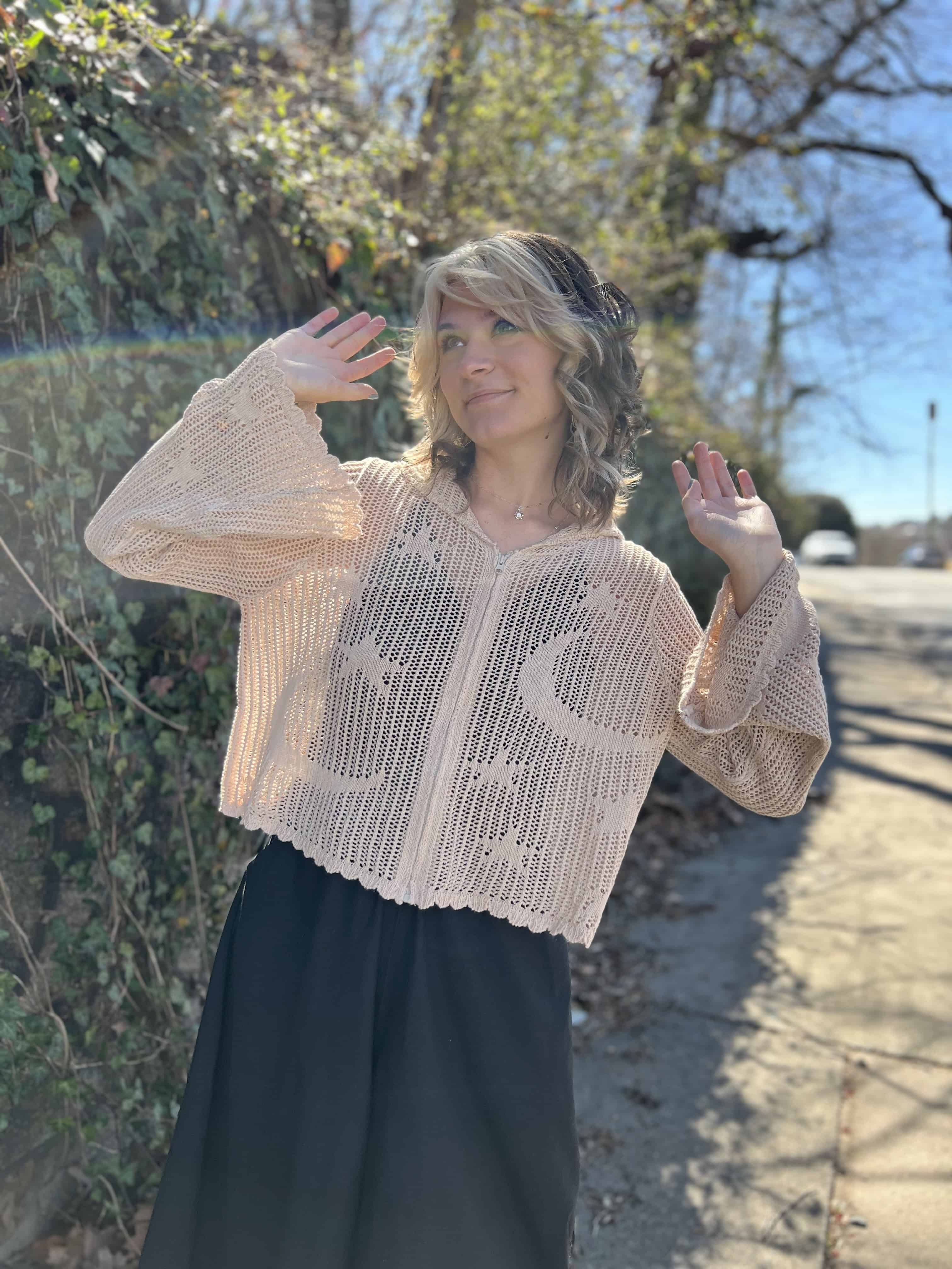 Celestial Lacy Cropped Hoodie