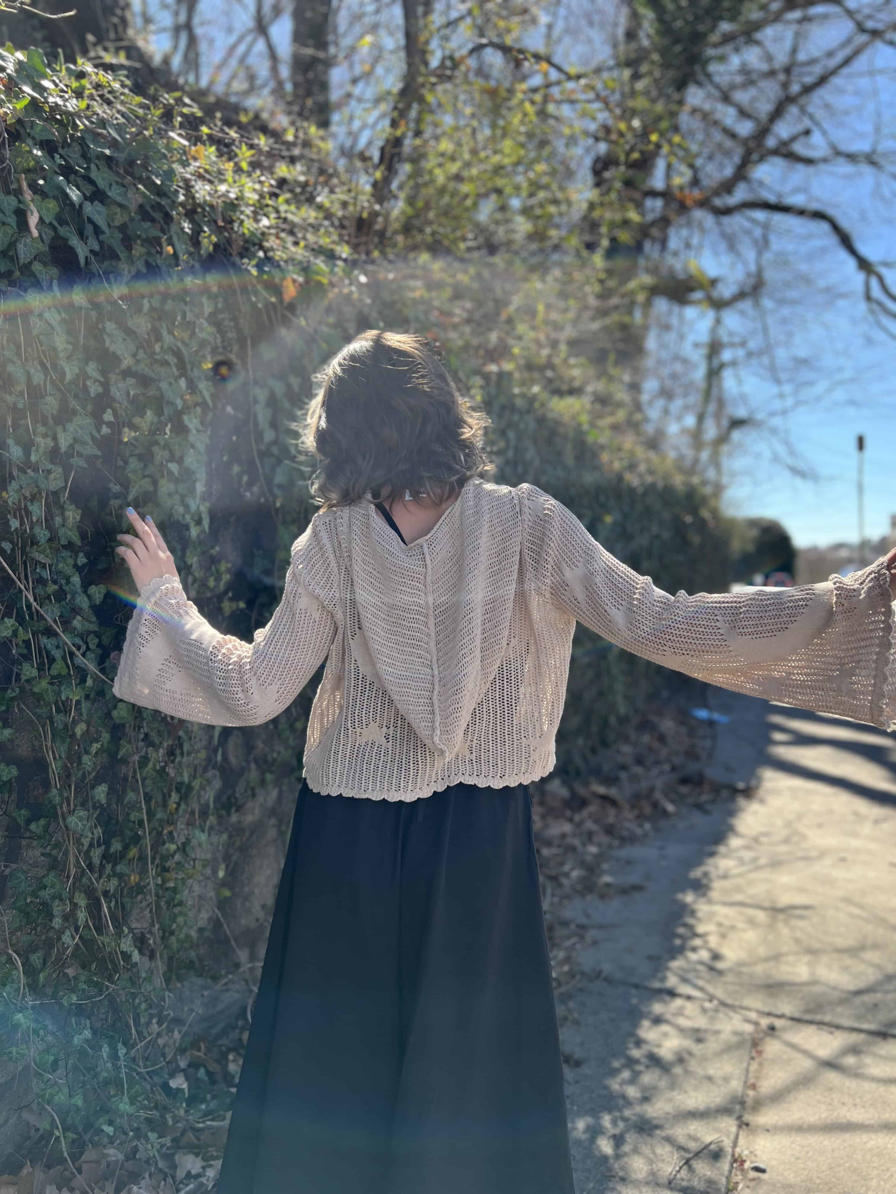 Celestial Lacy Cropped Hoodie