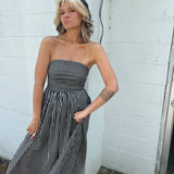 Striped Tube Strapless Maxi Dress
