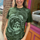 Green Moon Mushroom Stonewashed T-shirt