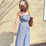 Woven Cotton Striped Jumpsuit