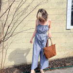 Woven Cotton Striped Jumpsuit