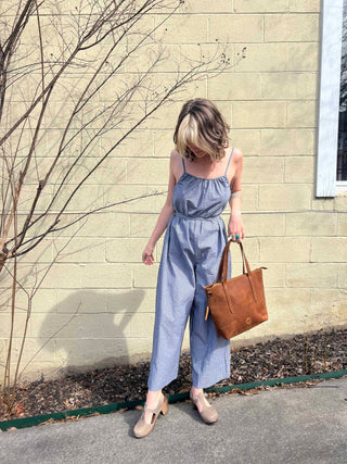 Woven Cotton Striped Jumpsuit
