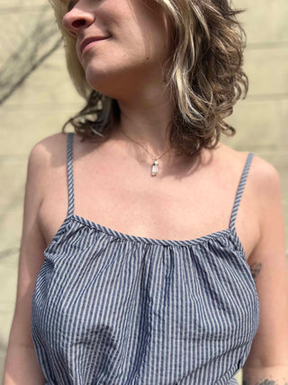 Woven Cotton Striped Jumpsuit