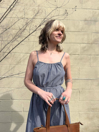 Woven Cotton Striped Jumpsuit