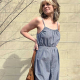 Woven Cotton Striped Jumpsuit