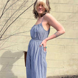 Woven Cotton Striped Jumpsuit