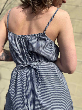 Woven Cotton Striped Jumpsuit