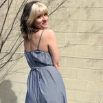 Woven Cotton Striped Jumpsuit