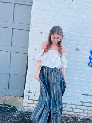 Off-the-Shoulder Top with Waist Drawstring