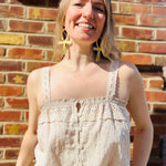 Woven Cotton Crochet Lace Crop Top