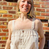Woven Cotton Crochet Lace Crop Top
