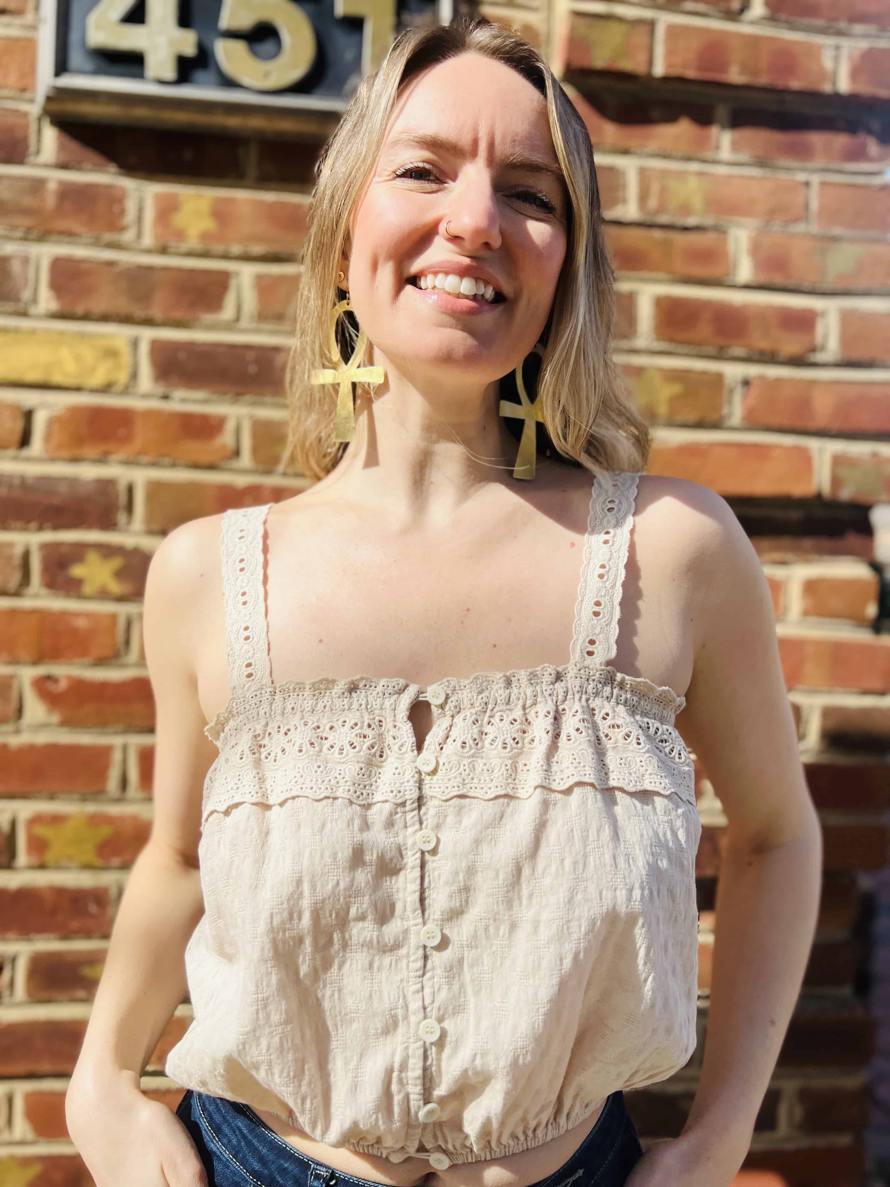 Woven Cotton Crochet Lace Crop Top