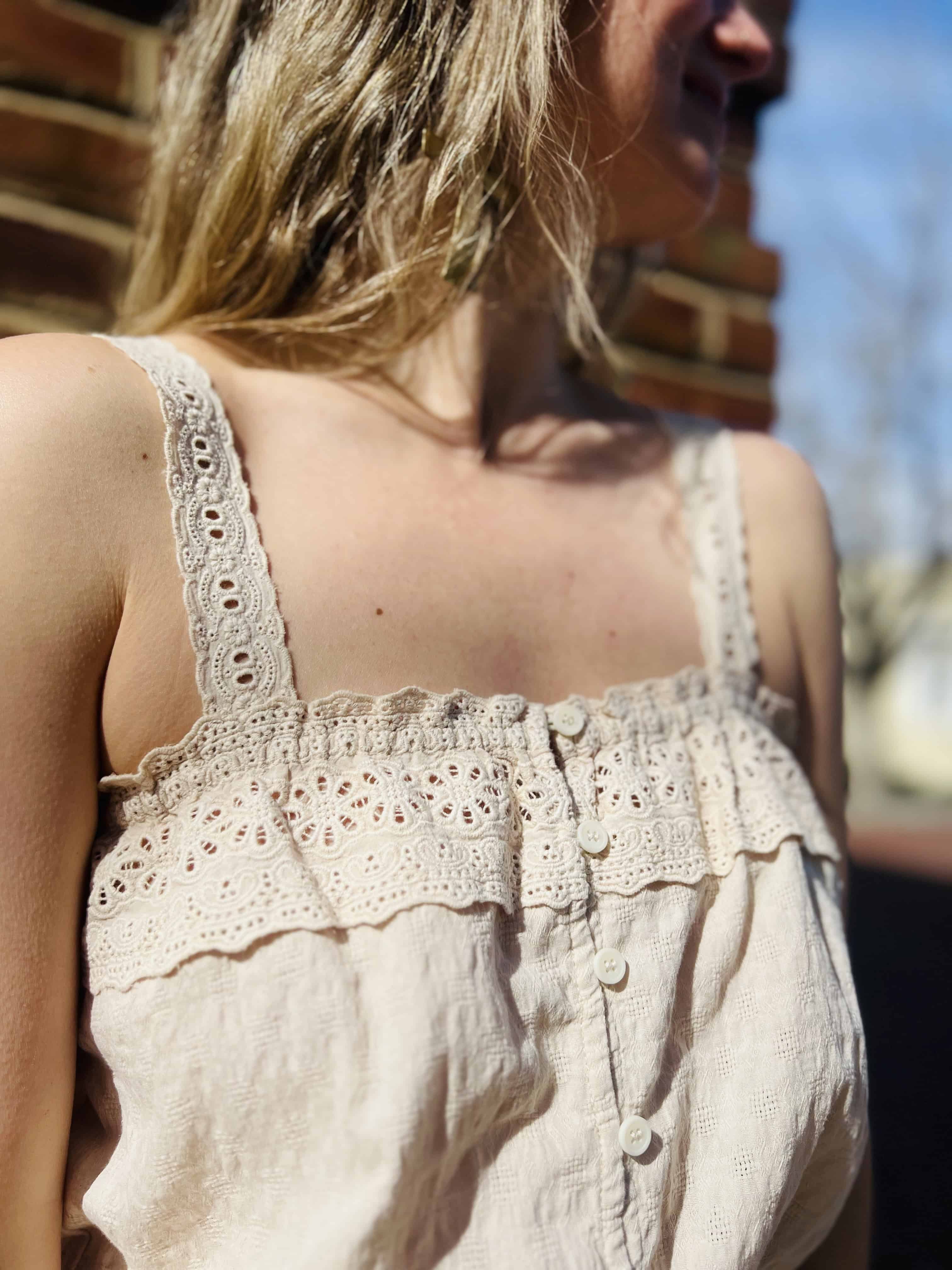 Woven Cotton Crochet Lace Crop Top