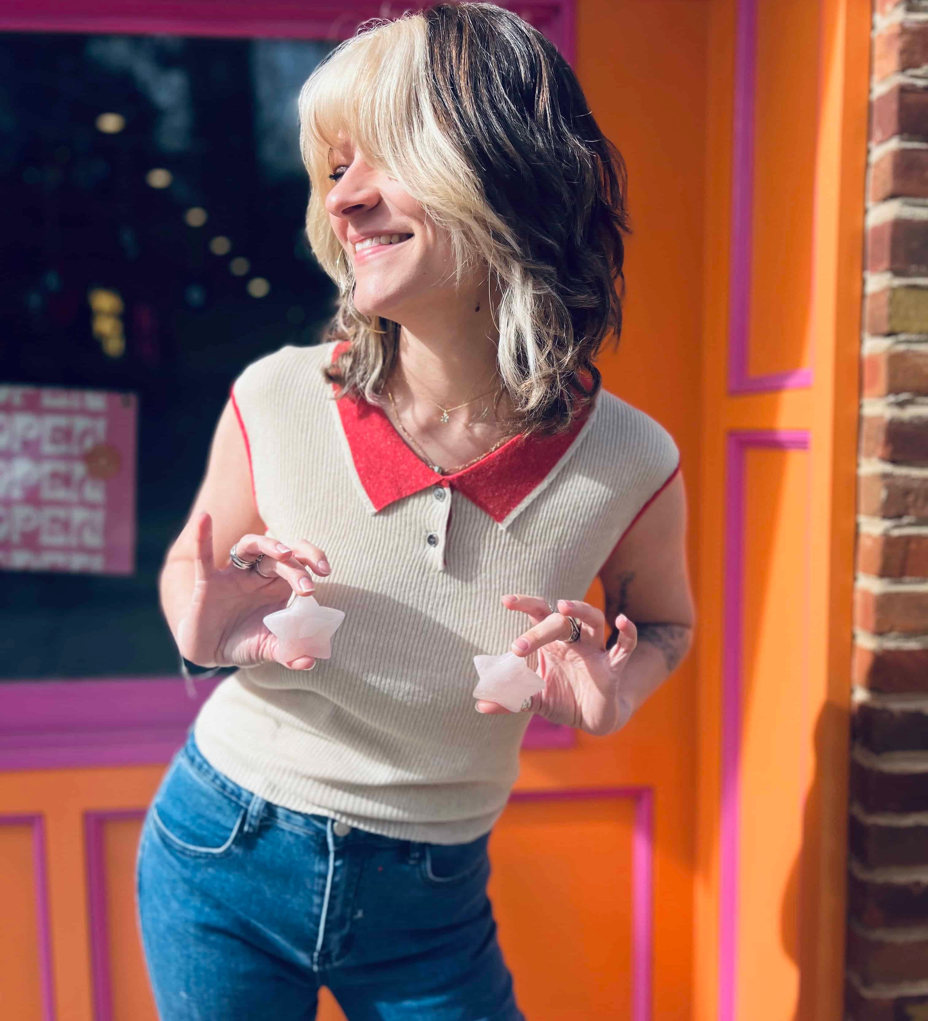 Retro Knit Linen Collar Neck Top – Beige & Red