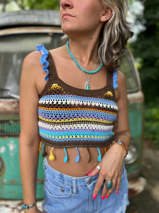 Bohemian Style Colorful Striped Knit Tank Top