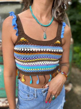 Bohemian Style Colorful Striped Knit Tank Top