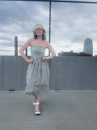 Striped Tube Strapless Maxi Dress