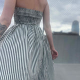 Striped Tube Strapless Maxi Dress