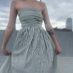 Striped Tube Strapless Maxi Dress