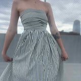 Striped Tube Strapless Maxi Dress