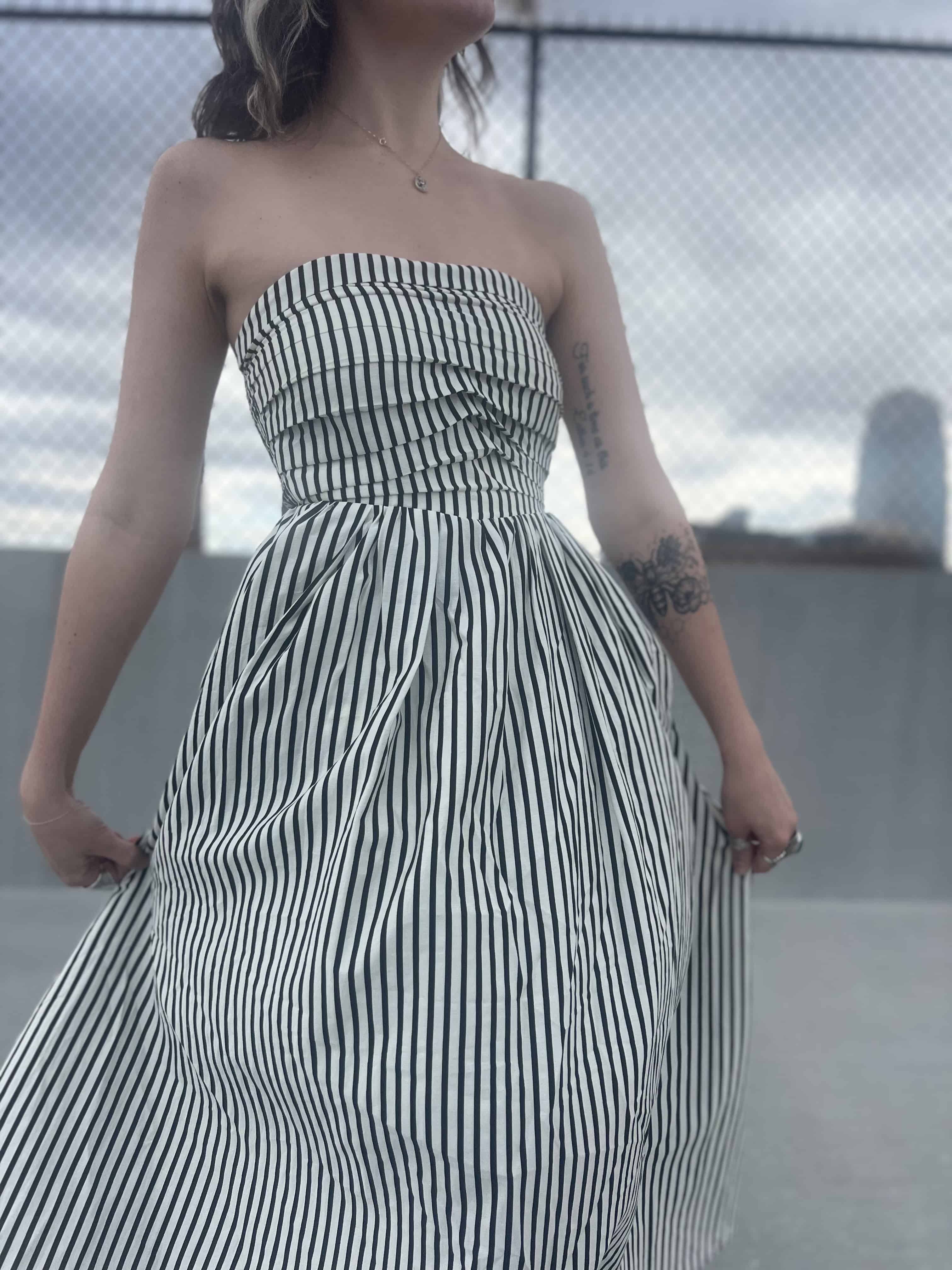 Striped Tube Strapless Maxi Dress