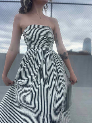Striped Tube Strapless Maxi Dress