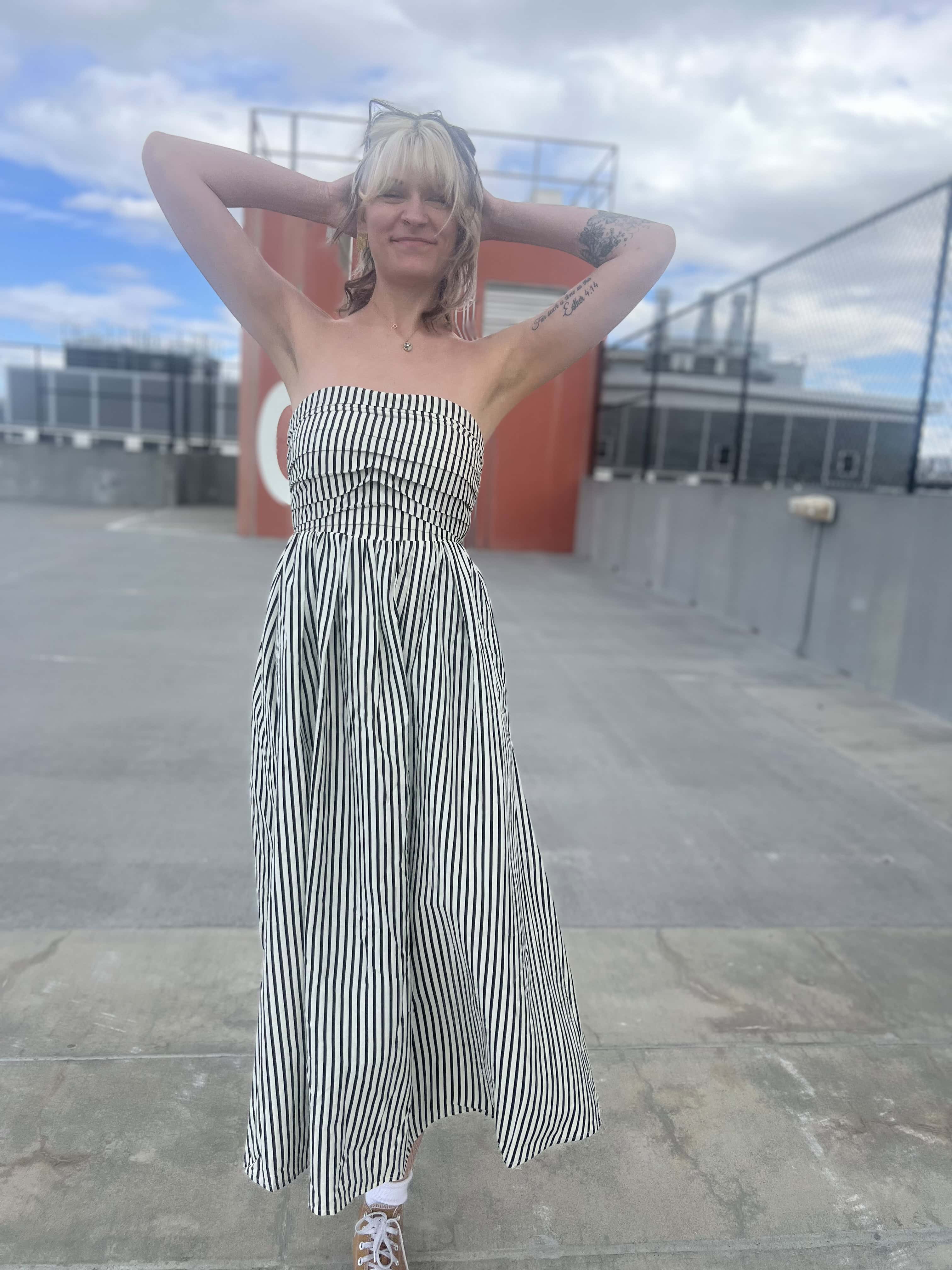 Striped Tube Strapless Maxi Dress