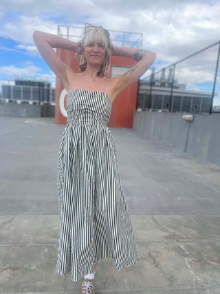 Striped Tube Strapless Maxi Dress