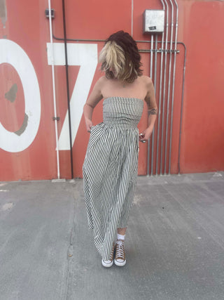 Striped Tube Strapless Maxi Dress