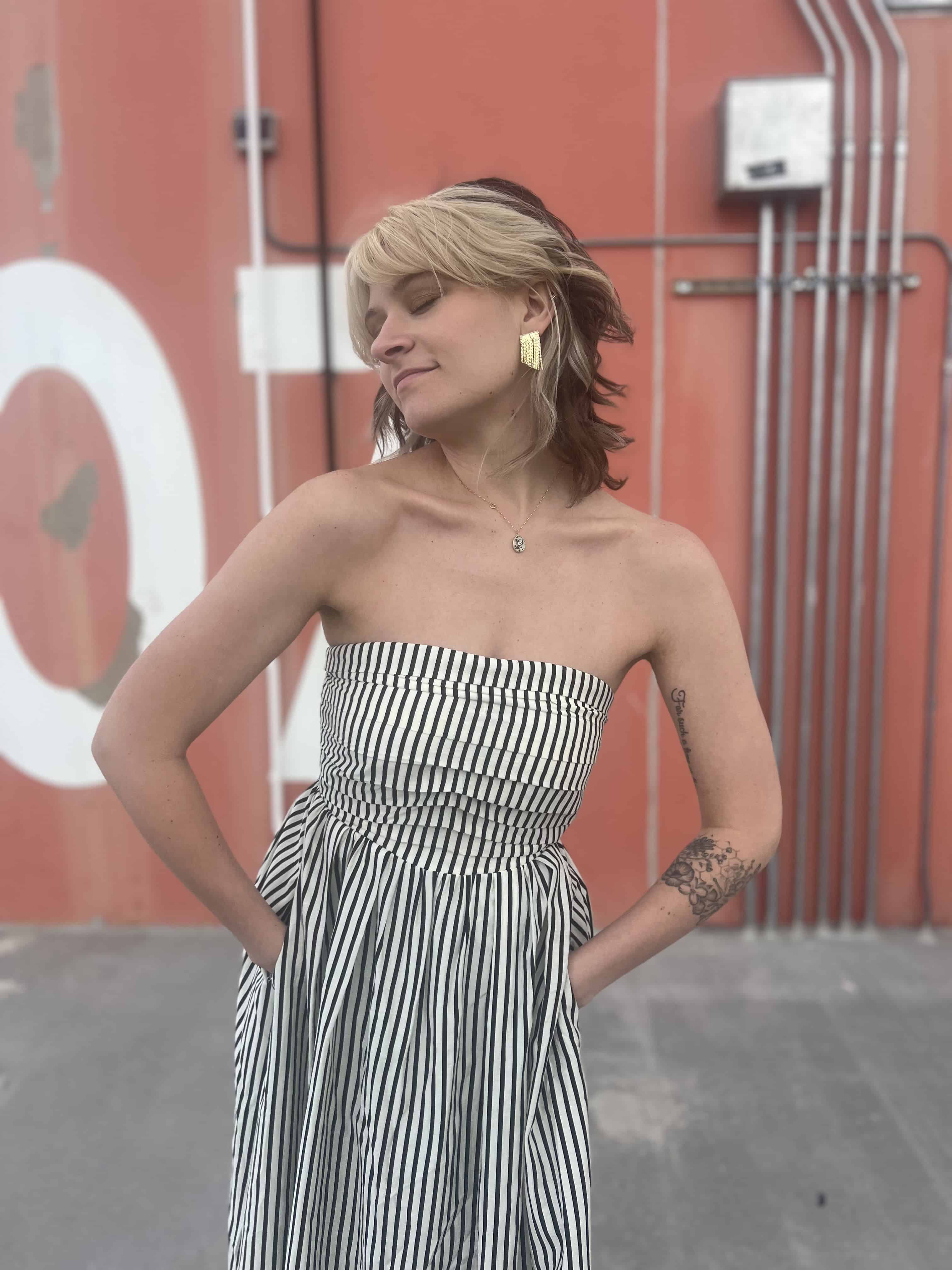 Striped Tube Strapless Maxi Dress