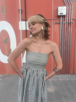 Striped Tube Strapless Maxi Dress