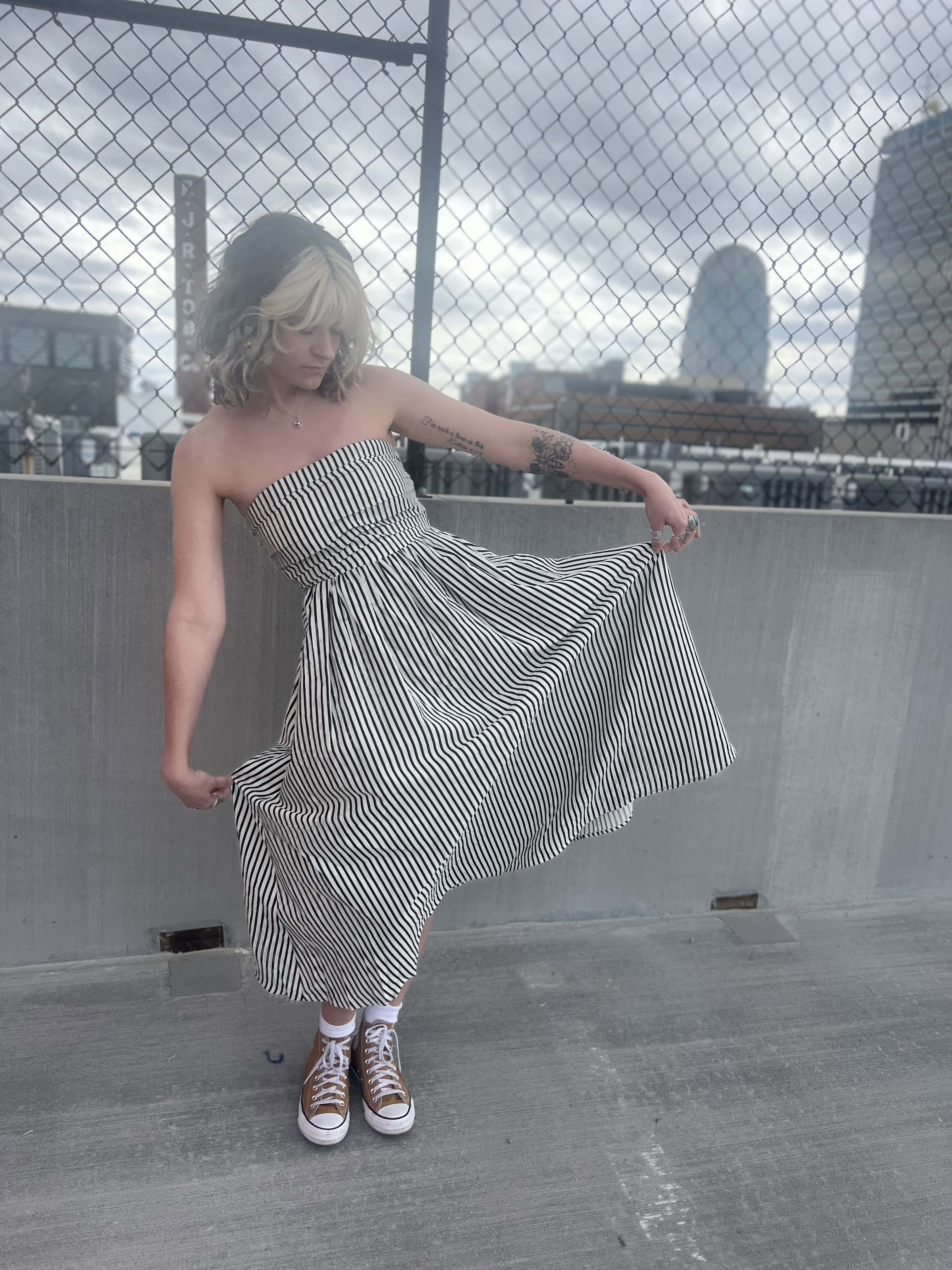 Striped Tube Strapless Maxi Dress