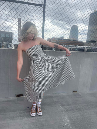 Striped Tube Strapless Maxi Dress