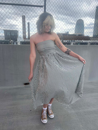 Striped Tube Strapless Maxi Dress
