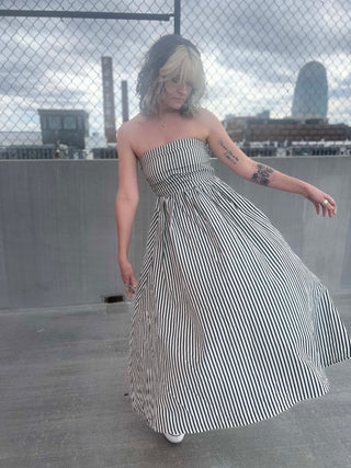Striped Tube Strapless Maxi Dress