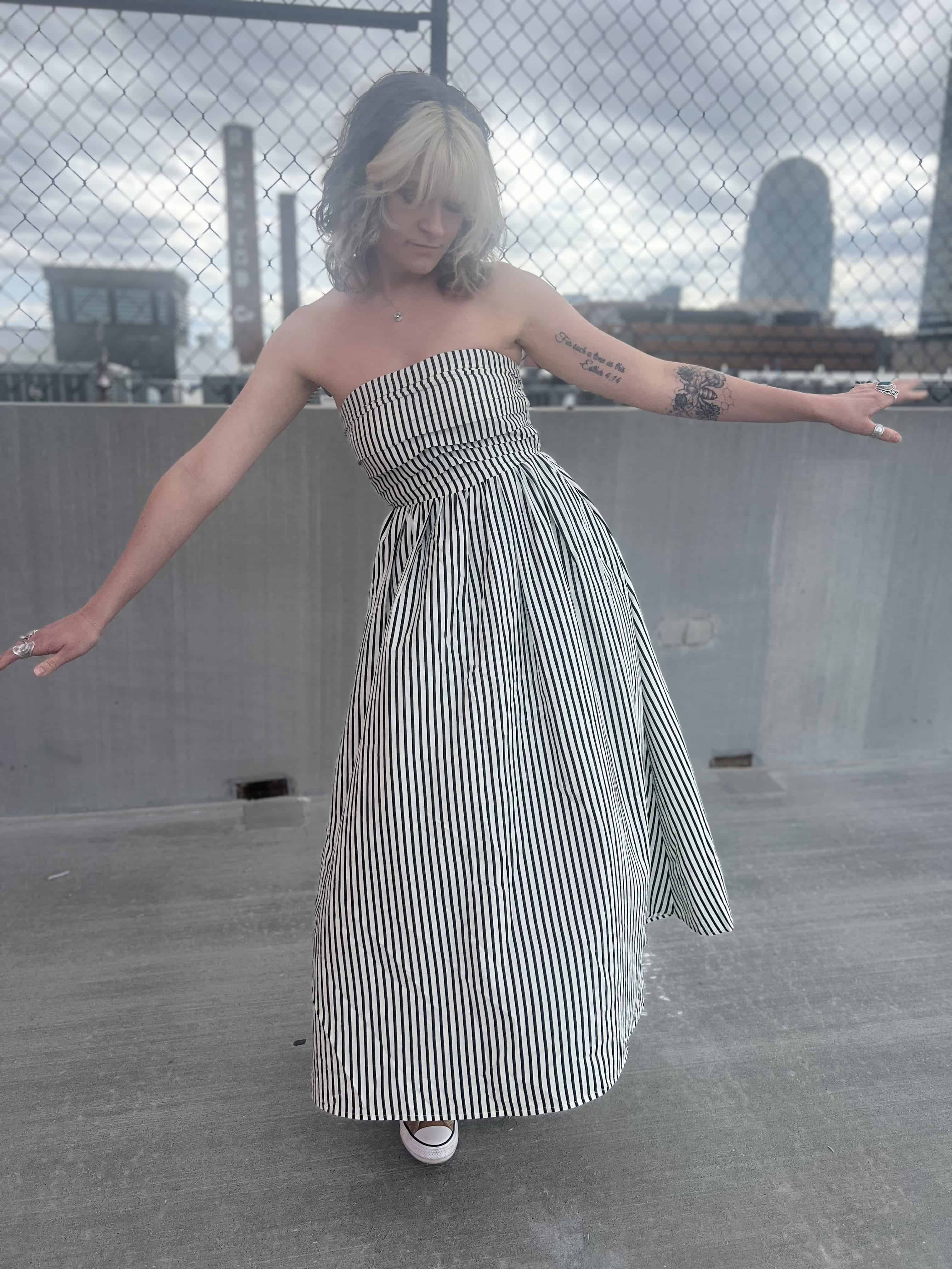Striped Tube Strapless Maxi Dress