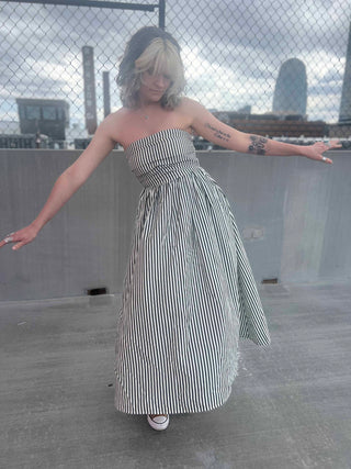 Striped Tube Strapless Maxi Dress